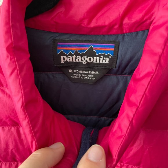 Patagonia Down Sweater Jacket Full Zip Mock Neck Winter Outdoor Pink XL - Picture 6 of 8